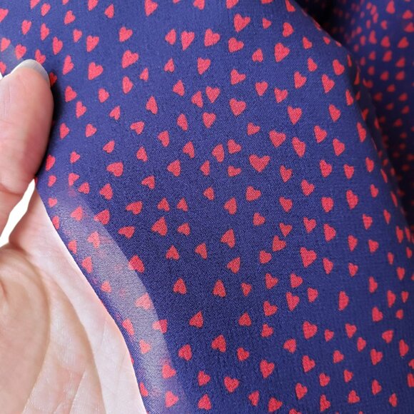 Christian Dior Silk Navy Blue Red Mini Heart Print Midi Skirt Pop Heart AW 2021 - Picture 13 of 16